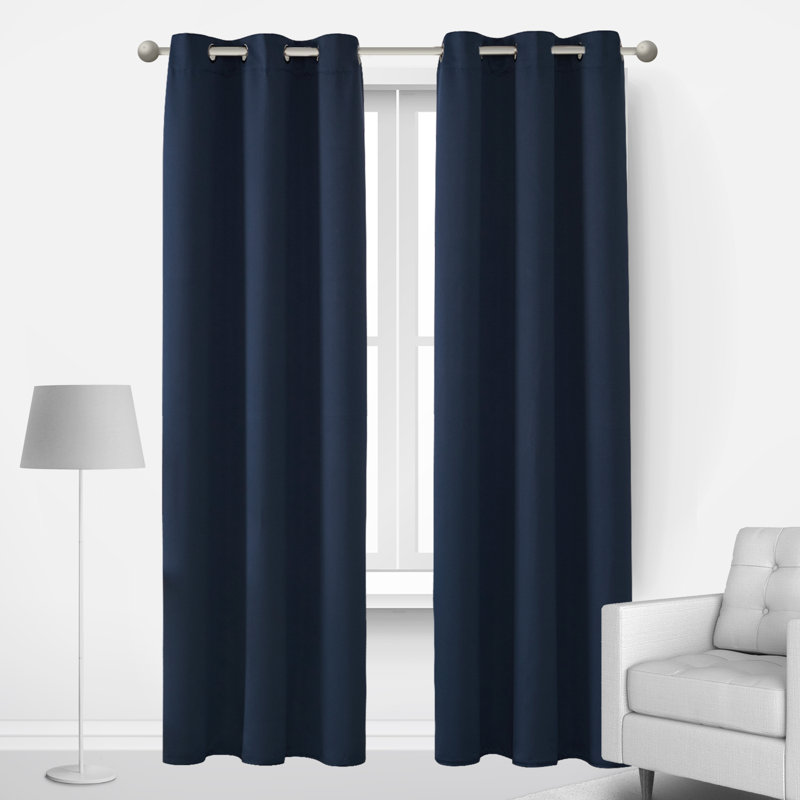 Lompoc Room Darkening Grommet Curtain Panels, Navy Blue, 42" W x 45" L