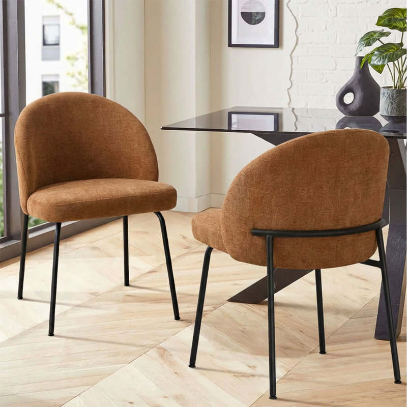 Chaises d'appoint de salle à manger rembourrées modernes avec dossier courbé et siège rembourré, Terra