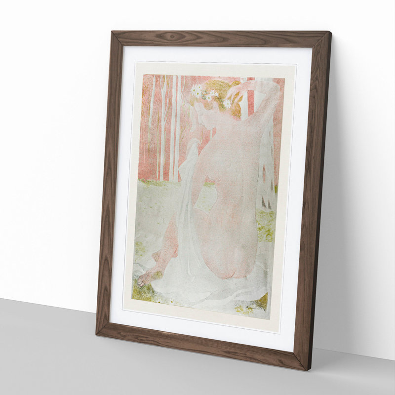 Nymph Crowned with Daisies by Maurice Denis - Picture Frame Painting, 36cm H x 27cm W x 2cm D, Walnut Framed