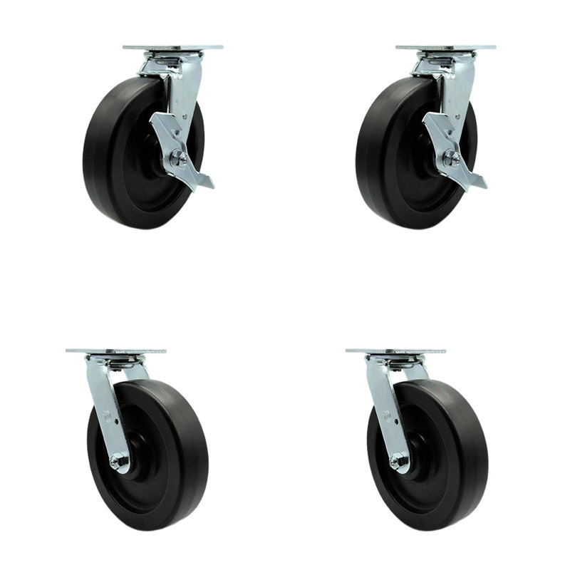 4 Piece Polyolefin Caster Set with Roller Bearings