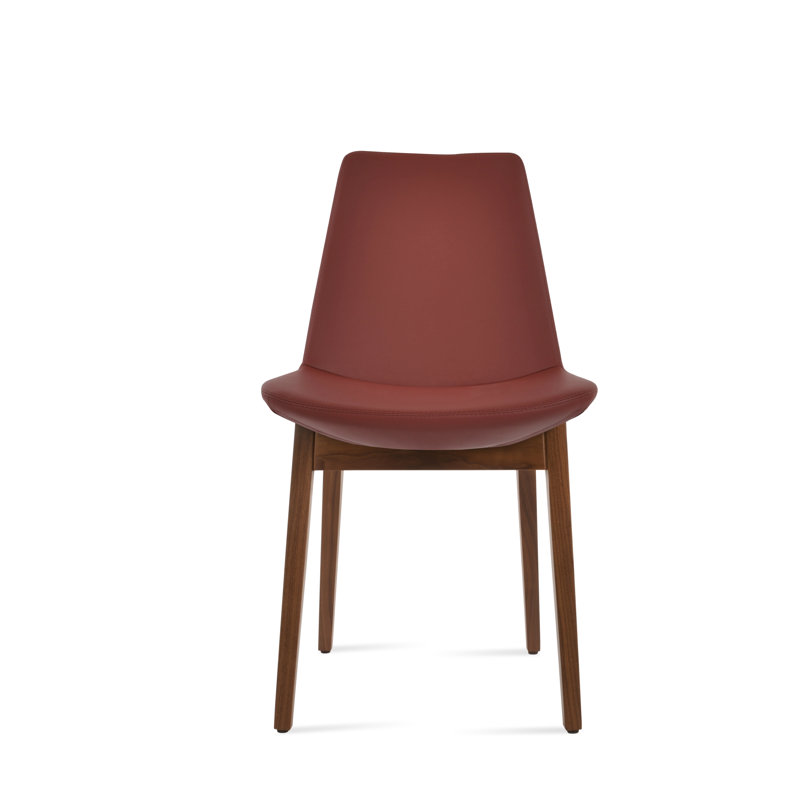 Chaise en bois de noyer américain Eiffel Eiffel, Similicuir PPM rouge foncé