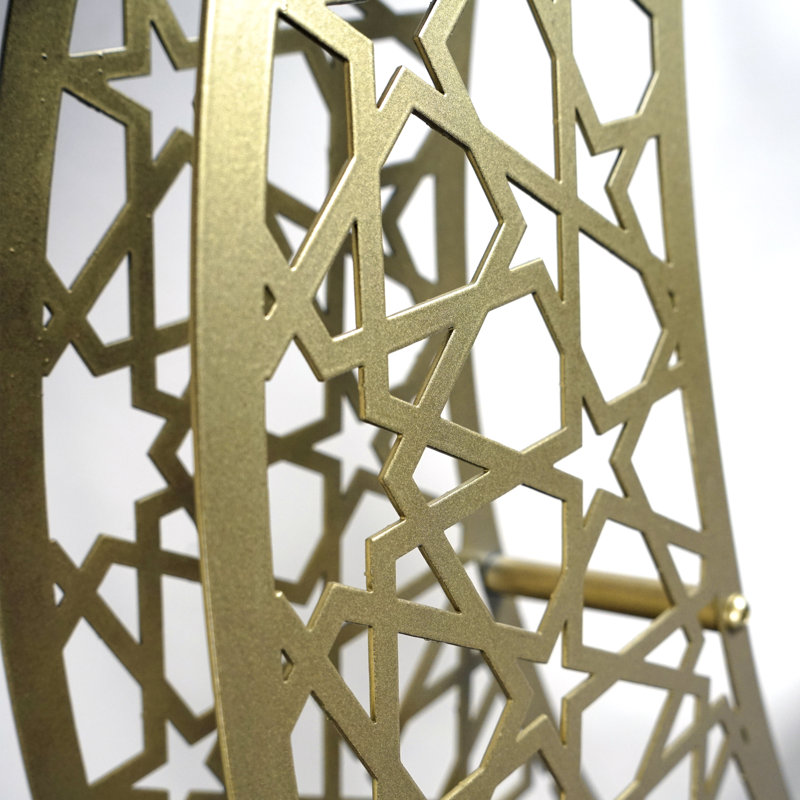 Décoration de table en métal Crescent & Star - élégante sculpture Ramadan and Eid, H 26,4 po x l 22,5 po x P 0,2 po