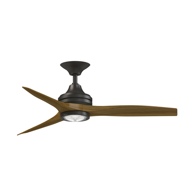Spitfire 48 inch Indoor/Outdoor Ceiling Fan with LED Light Kit - Dark Bronze with Koa blades, Dark Bronze, Koa