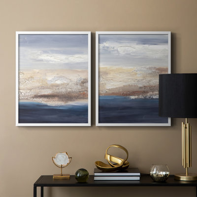 «Tidal Seafoam Horizon I», reproduction encadrée de qualité supérieure - prête à être accrochée - aucun clou requis - aucun clou requis