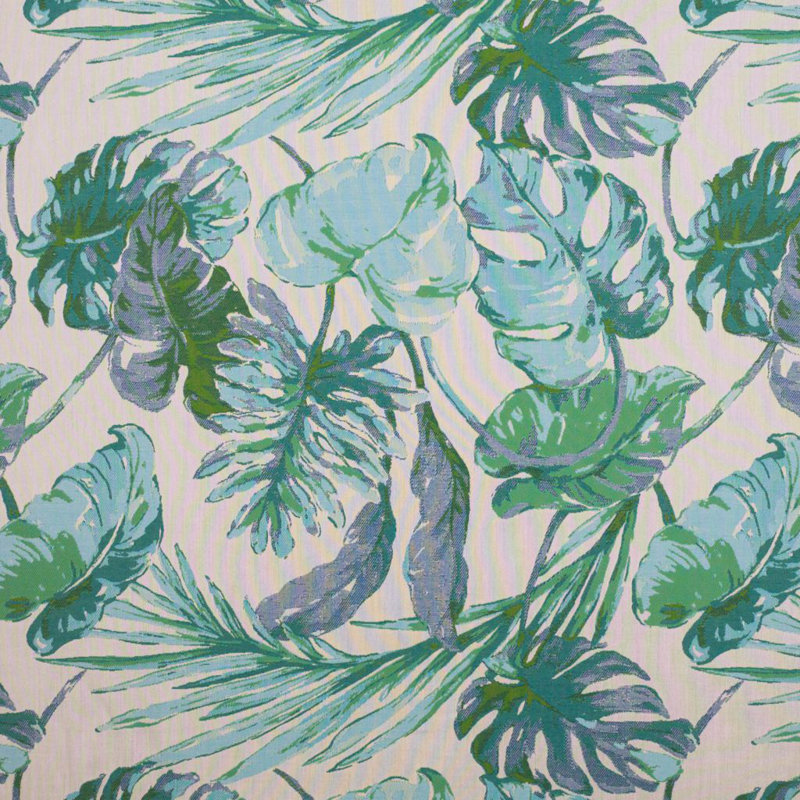 Prive Villa Fronds Io Fabric, Aqua