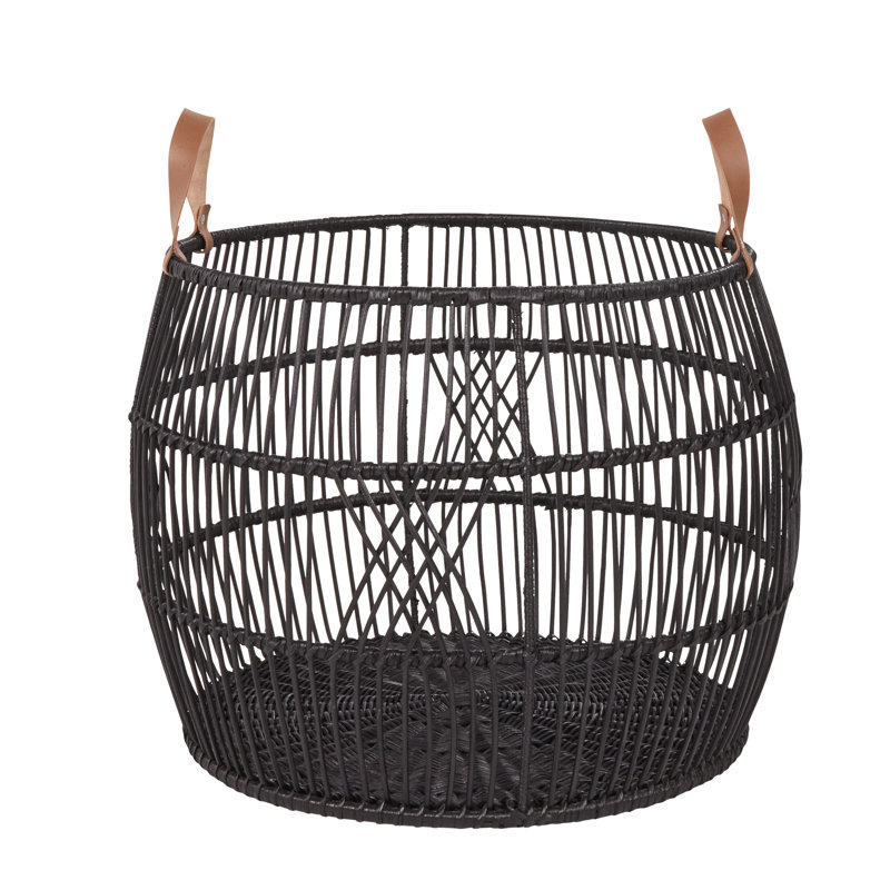 Panier de rangement en rotin Sumatra, Noir, H 18 po x l 26 po x P 26 po