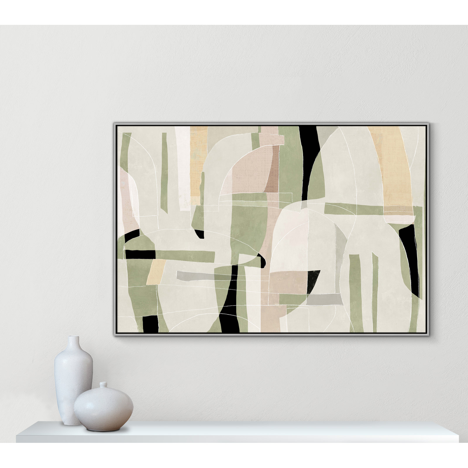 Sunny Barcelona - Floater Frame Canvas, 61.5" W x 41.5" H, Silver