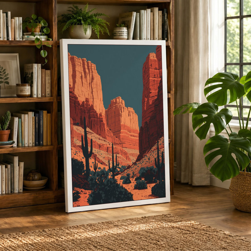 Desert Canyon Light Retro - Wrapped Canvas, 30x20 - 76.2 x 50.8 cm, Black Border