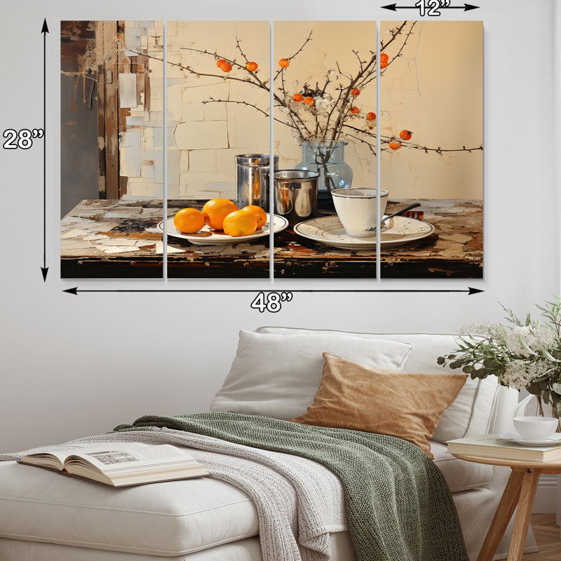 Breakfast Morning Feast I - Food & Beverage Canvas Print - 4 Panels