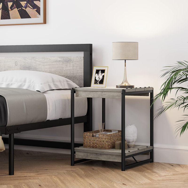 Table de bout avec rangement Tavros, Gris
