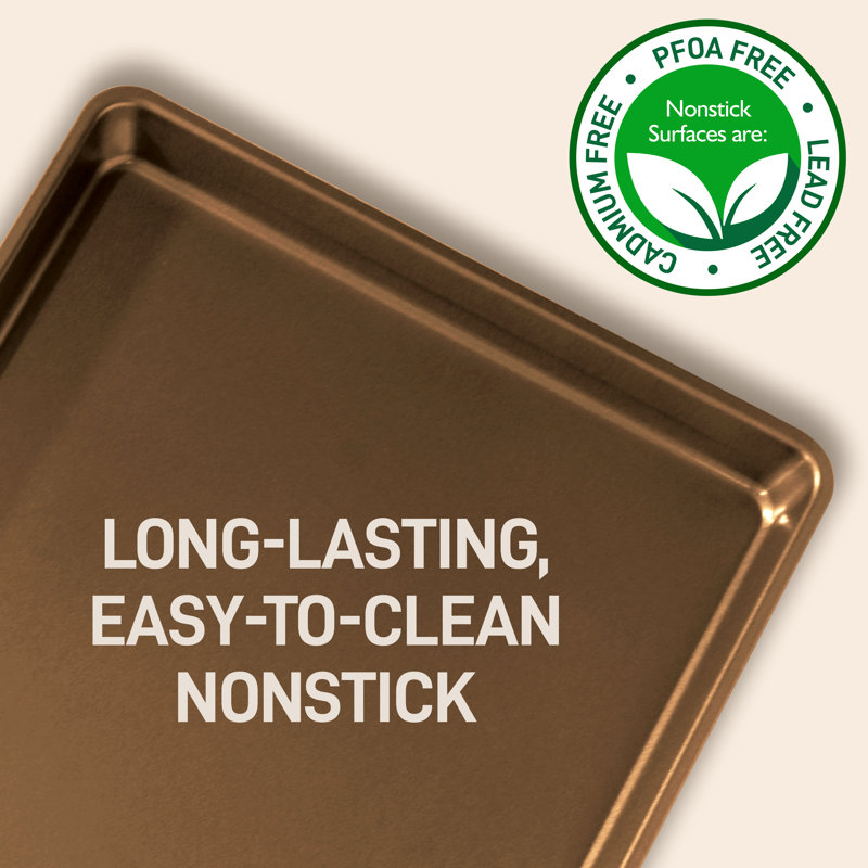 Gold Non-Stick Carbon Steel 3-Piece Cookie Sheet Set