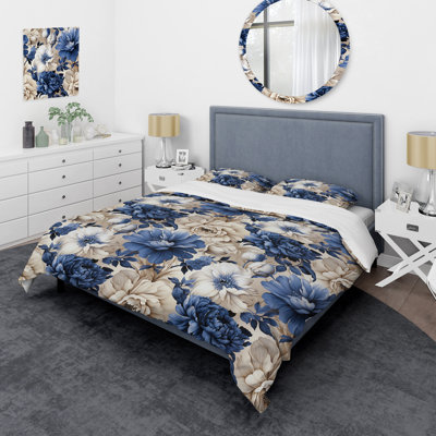 Ensemble de housse de couette Blue Renaissance Florals Victorian