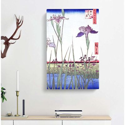 Irises At Horikiri by Utagawa Hiroshige - Wrapped Canvas