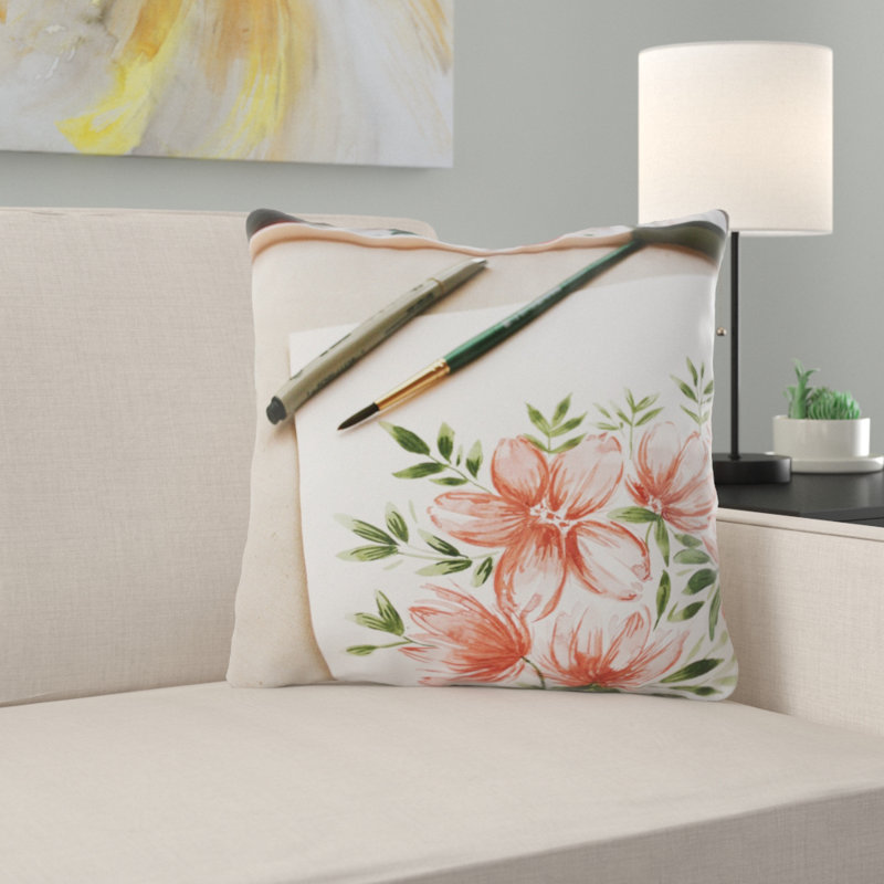 Coussin décoratif fleur Gahanna, Intérieur, Microsuède