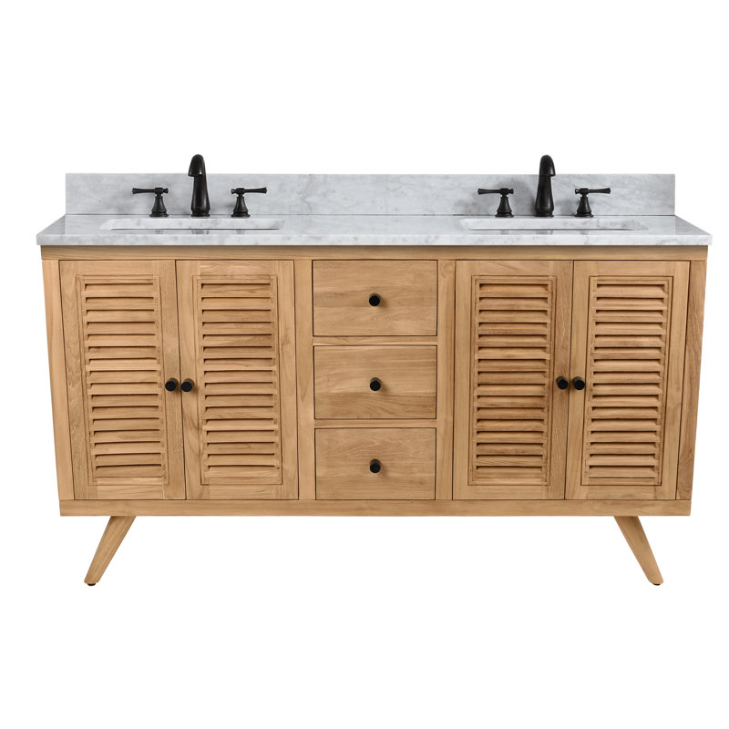 Harper 73" Double Bathroom Vanity, 61, Carrara White Marble