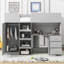 Lit mezzanine double en bois avec garde-robe intégré-1286117684