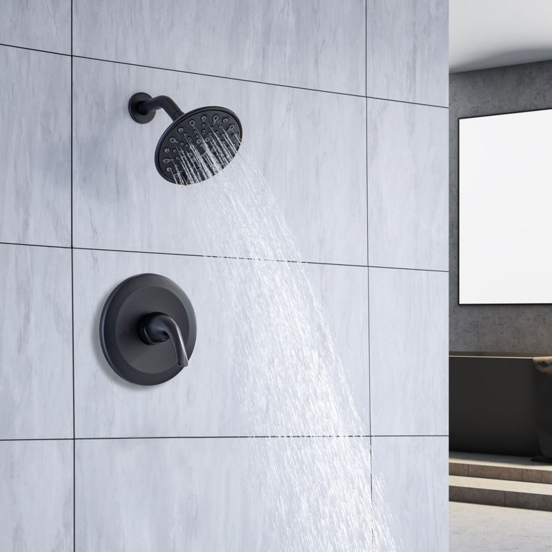 Robinet de douche à 6 jets équilibrés avec valve brute, Noir mat