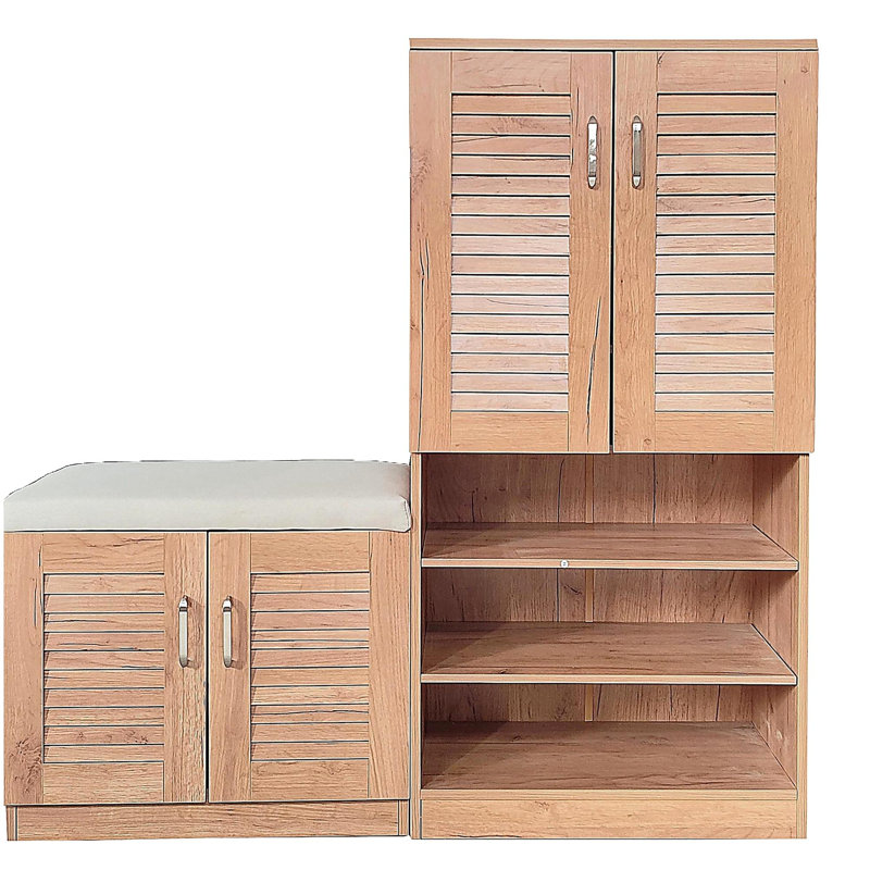 Armoire de rangement pour chaussures multifonctionnelle avec banc et compartiment de rangement 7 + 3, planche à couches réglable, banc à chaussures avec coussin