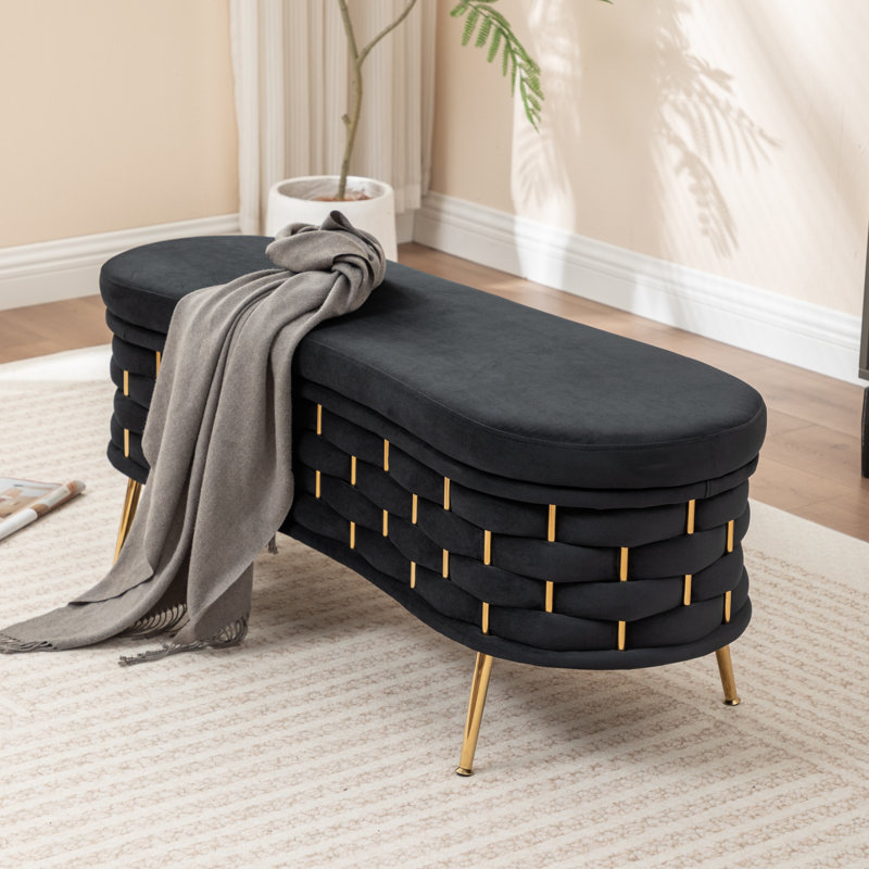 Banc de rangement rembourré Cristen, Noir