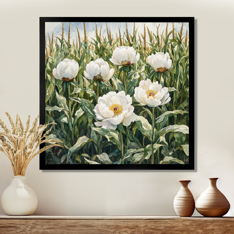 Kogan - Floral Wall Art, Single Picture Framed Print, Black, 16" H x 16" W