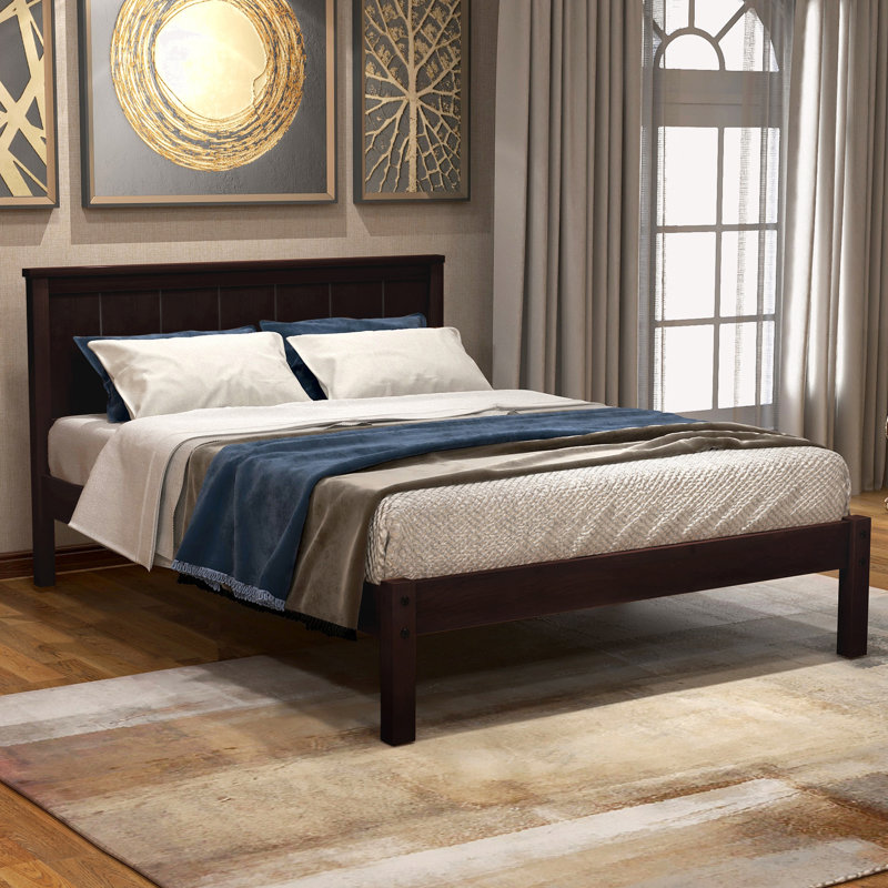 Lit standard simple en bois massif Perry, Simple, Noir