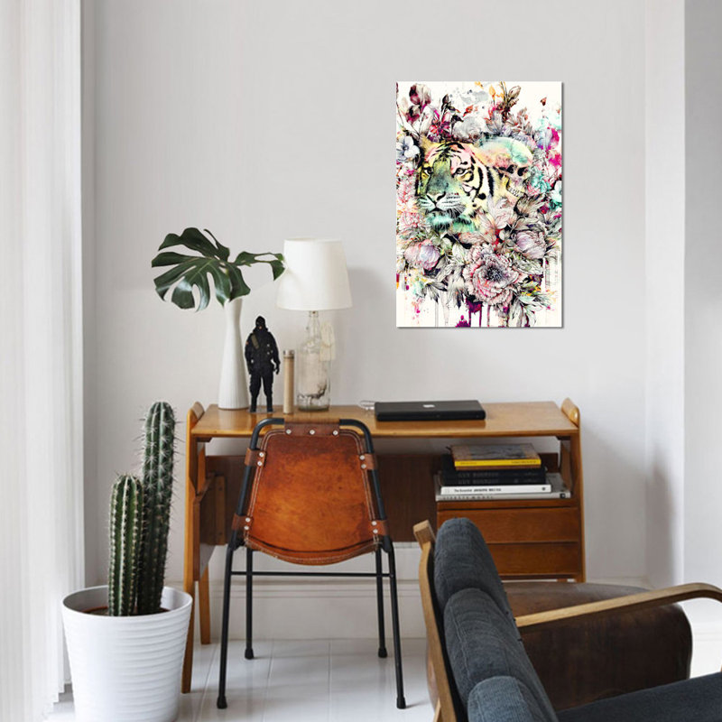 « interprétation d’une série de rêve, tiger », impression sur toile, H 18 po x l 12 po x P 1,5 po, Toile tendue, Pas de tapis
