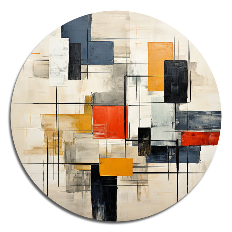 Collena - Art abstrait rond en métal, H 16 po x l 16 po