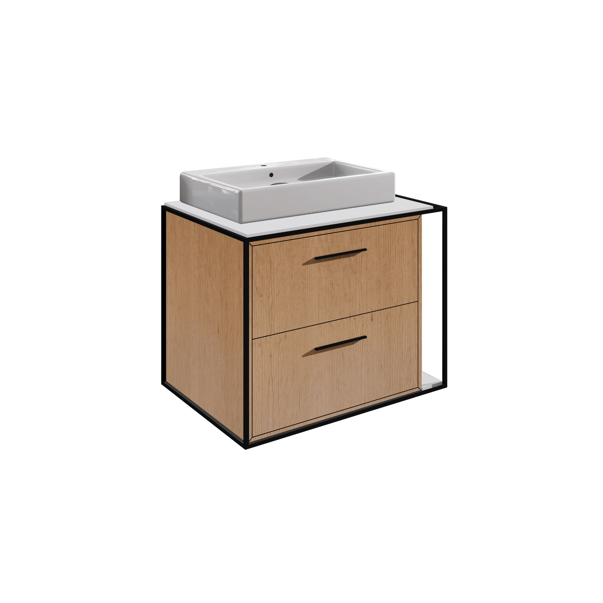 Linea 24'' Single Bathroom Vanity, Single-Hole, Brass, Natural/Cherry