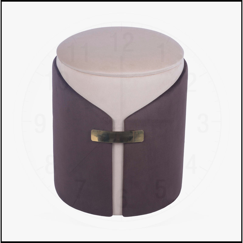 Repose-pieds élégant à deux tons avec rangement caché et accents dorés, parfait pour le meuble-lavabo ou le salon