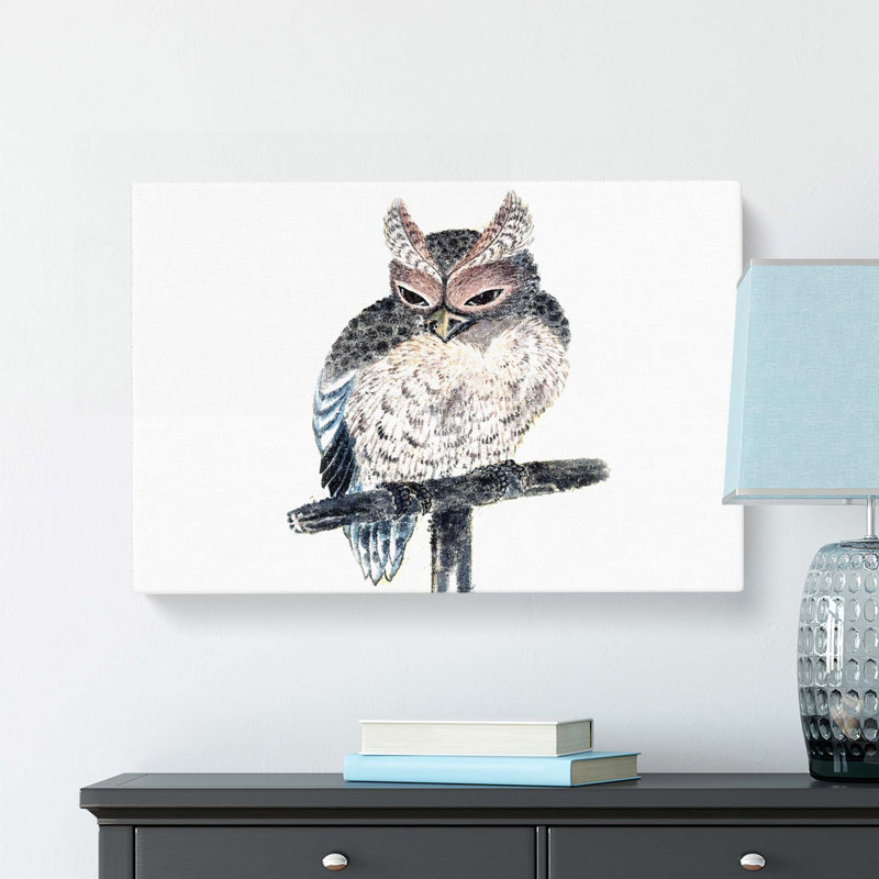 Perched Owl by Katsushika Hokusai - Wrapped Canvas Painting, 50cm H x 76cm W x 3cm D
