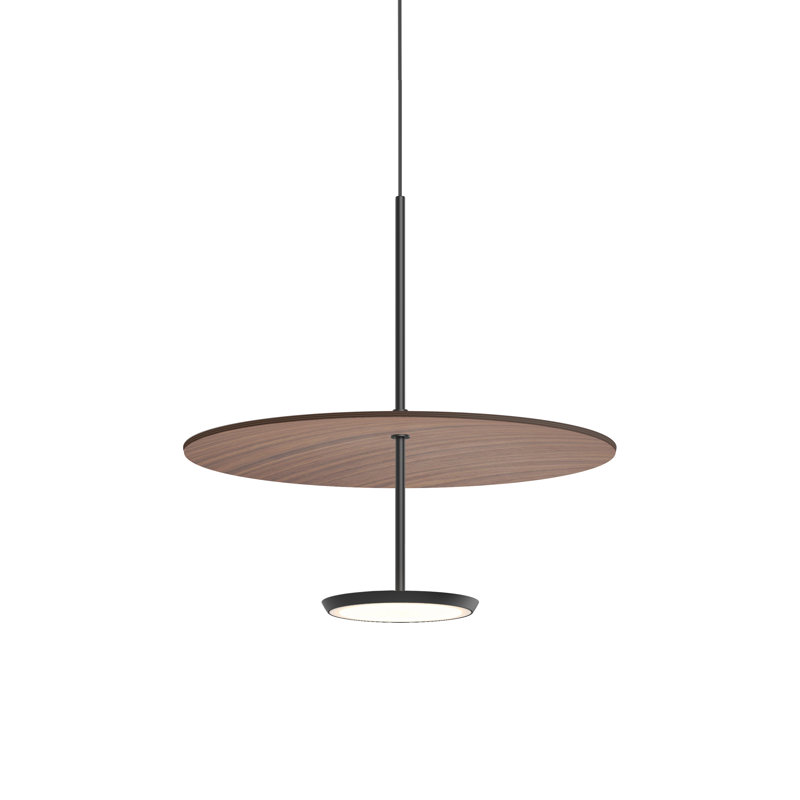 Sky Dome 1 - Light LED Pendant, 17.5" H x 24" W x 24" D, Walnut, Matte Black