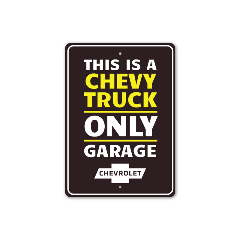 Enseigne en aluminium Chevy Camions seulement, H 14 po x l 10 po x P 0,04 po