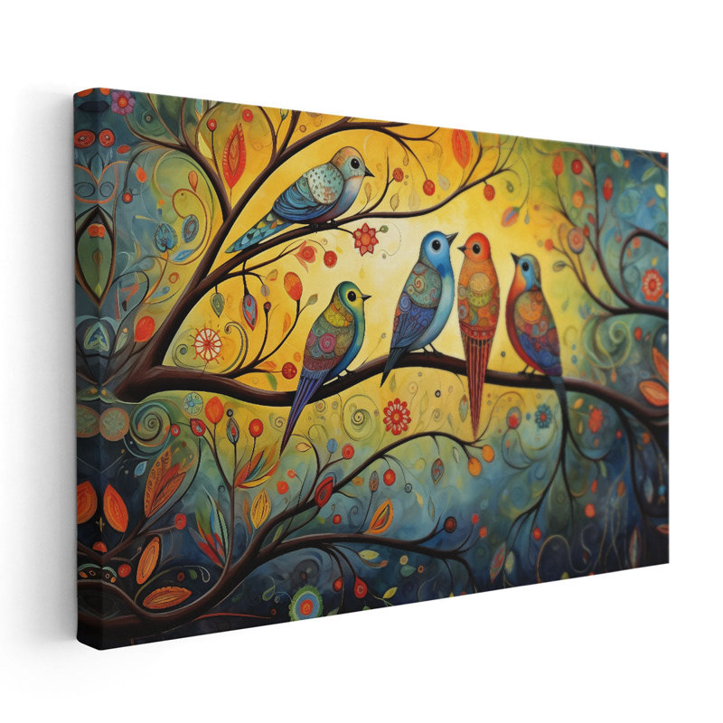 " Feathered Flock Fantasy 4 ", 20" H x 30" W