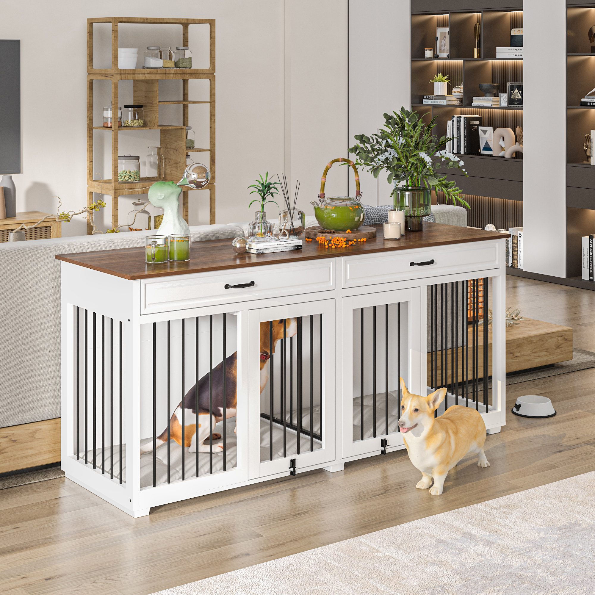 Two dog clearance crate with divider