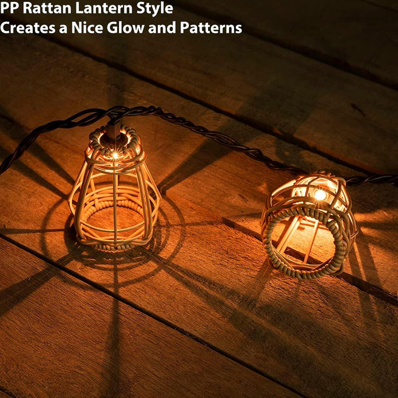 Decorative String Lights, UL Listed Rattan Lantern Style Patio L...