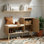 Banc de rangement pour chaussures 2 en 1 avec coussin amovible, tablettes réglables et armoire fermée pour le vestibule