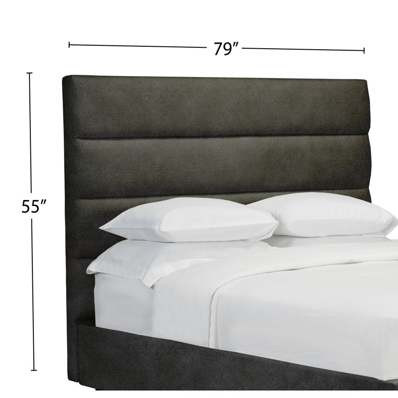 Tête de lit à panneau rembourré Strawbridge, Très grand, Similicuir - pierre