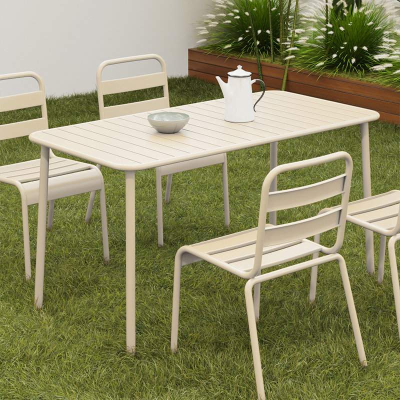 Longue table d'extérieur Frosty American Style, Blanc givré