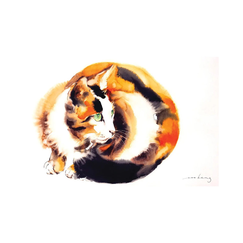 Ginger Cat - Wrapped Canvas Painting, 30.48 cm H x 45.72 cm W