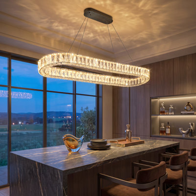 Modern Dimmable Crystal Led Long Chandelier