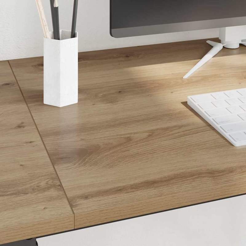 Metal Base Computer Desk, Artisan Oak
