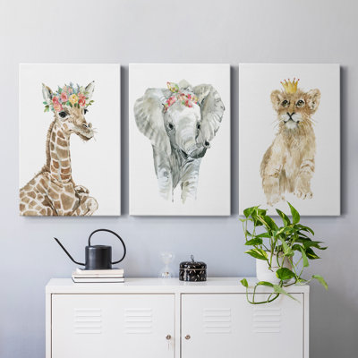 «Savannah Lion Cub», ensemble de 3 reproductions d'art sur toile tendue