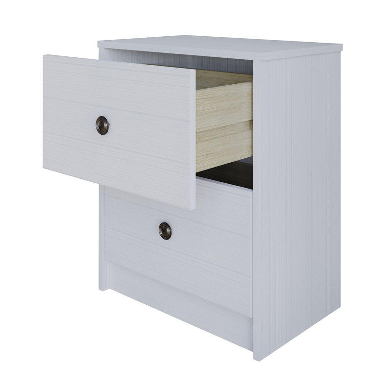 Table de chevet 2 tiroirs Erlend, Blanc