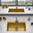 36 Inch Drop-in Gold Kitchen Sink - Durable 16 Gauge Stainless Steel Single Bowl with Ledge Workstation