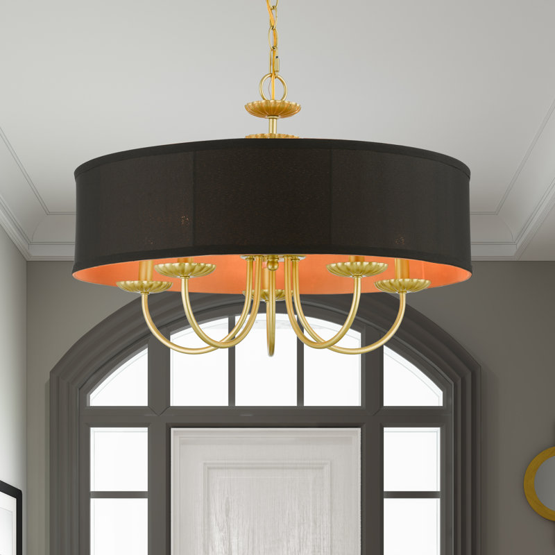 Byerley 5 - Light Dimmable Drum Chandelier, Soft Gold