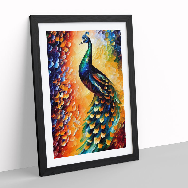 Peacock Portrait No.1 - Single Picture Frame Painting, 64cm H x 46cm W x 2cm D, Black Framed