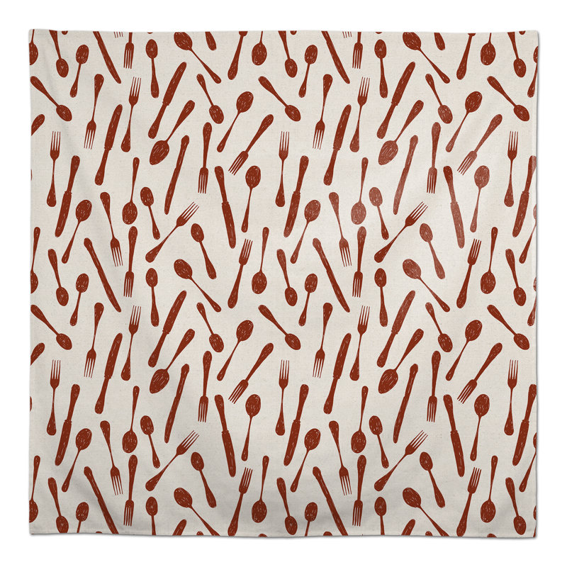 Sketchy Kitchen Utensils Navy 2 Tablecloth, Red