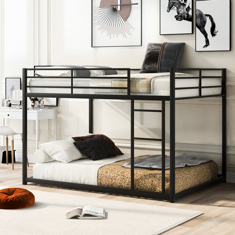 Metal Full Over Bunk Bed With , Black - Foot- And, Full, Black