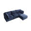 Modulaire moderne en lin bleu, coussins moelleux en duvet de canard, pour les espaces de vie et de travail