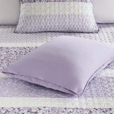 Courtepointe double / grand avec motif en seersucker - Style floral, rembourrage, motifs 4 pièces nettoyables, rembourrés et coussins